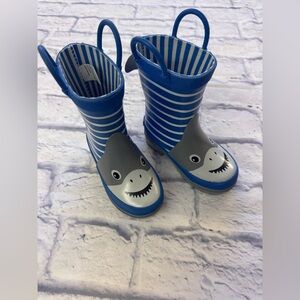 Kids Lily and Dan sz 5/6 Blue Shark Rain Boots
